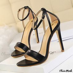 Olivia Mark - Chic and Stylish High Heel Sandals with Cutout Pattern and Peep Toe Design Bridal Heels, Chunky Heels Sandals, Fashion Sandals, Black High Heels, Open Toe Sandals, Peep Toe Heels, Heel Type, Toe Designs, A Word