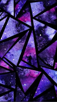 an abstract background with purple and blue triangles in the center, surrounded by smaller stars