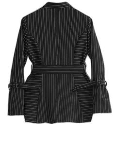 Chic Black Outerwear With Belted Cuffs, Black Winter Outerwear With Belted Cuffs, Chic Striped Winter Outerwear, Black Fitted Belted Outerwear, Fitted Black Belted Outerwear, Blazer For Women, Autumn Clothing, Body Warmer, Striped Blazer