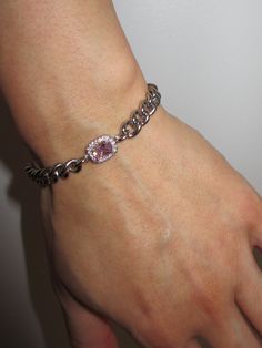 THE PINK GEM CHAIN BRACELET – Rimor Jewelry Pink Gem, Final Touch, Steel Chain, Stainless Steel Chain, The Pink, Chain Bracelet, Ring Earrings, Anklets, Necklaces Bracelets