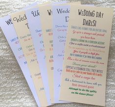 four wedding day dates are lined up next to each other