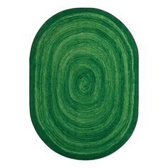 an oval rug made out of green grass on a white background with the center circle drawn in