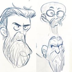 three cartoon faces with different facial expressions