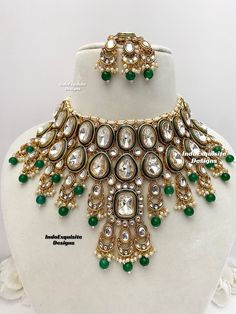 Premium quality Kundan Bridal Necklace comes with elegant Jhumki Earrings and Tikka/ Indian Jewelry/Premium Quality Polki and Kundan Jewelry/green color   All items are shipped from Brampton, Ontario, Canada. If you need your item by a certain day, please reach out to us for express delivery option before placing the order so that we can update the shipping for you. Standard shipping/delivery timeline Below are the delivery timeline estimates. We dispatch all orders by the next business day. ---> USA delivery timeline * 3-5 business days to major urban centers in USA. It may take 1-2 days extra to remote locations ---> Canada delivery timeline  * 2-3 business days - GTA  & Montreal  * 2-4  business days - Rest of Ontario/Quebec * 2-6 business days-  Rest of Canada    ---> Europe/Middle Eas Brampton Ontario, Necklace Set Indian, Kundan Jewelry, Bridal Necklace Set, Jhumki Earrings, Indian Jewelry Sets, Color Necklace, Jewelry Indian, Kundan Jewellery