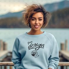 INSTANT DOWNLOAD - no physical item will be delivered Introducing our baby blue sweatshirt mockup featuring a stylish woman against the backdrop of a serene lake. This mockup captures the essence of tranquility and nature, creating a visually appealing scene that perfectly complements the soft and soothing color of the sweatshirt. The woman's confident and relaxed pose adds an element of elegance to the mockup, making it an excellent choice for t-shirt designers aiming to showcase their designs in a peaceful and natural setting. Whether it's a subtle logo, an artistic pattern, or a bold statement, this mockup provides a captivating canvas to highlight the unique design elements of the sweatshirt. Once your payment is cleared, you will receive an email with the download link. You can also a Light Blue Crew Neck Sweatshirt With Letter Print, Basic Blue Crew Neck Sweatshirt, Customizable Blue Casual Sweatshirt, Blue Customizable Casual Sweatshirt, Blue Casual Customizable Sweatshirt, Long Sleeve Mockup, Light Blue Sweatshirt, Sweater Mockup, Baby Blue Sweater