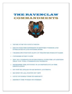 the ravenclaw commandments book with instructions on how to use them and what to do