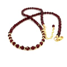 Berry Red Garnet Necklace AAA 14k GF Gold – Fabulous Blends of Gems Red Briolette Necklace With Faceted Beads, Red Garnet Round Beads Jewelry, Red Garnet Gemstone Beads Jewelry, Red Garnet Jewelry With Faceted Beads, Elegant Garnet Jewelry With Polished Beads, Elegant Burgundy Beaded Necklaces With Round Beads, Elegant Burgundy Garnet Necklaces, Red Garnet Beaded Necklaces With Round Beads, Garnet Round Bead Necklace For Gift