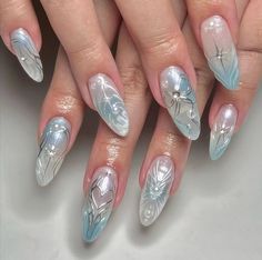 Hello welcome to my shop. I only use high-quality materials to create a luxurious nail press that you can trust to be strong and long-lasting. Hope you can find your favorite nails. My nails will last: Use adhesive sheets (provided with nail kit) for 1-2 days Use nail glue for 2-3 weeks. All nails can be reused multiple times if you take good care of them. If you would like a custom size, please fill out the personalization section under product options. If you're not sure how to measure your na Nails Acrylic Press Ons, Korean Y2k Nails, Korean Acrylic Nails Art Designs, Y2k Simple Nails, Korean Nail Art Blue, Y2k Blue Nails, Blue Nails Y2k, Y2k Nails Blue, Blue Korean Nails