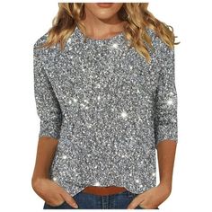 Patlollav Womens Casual Tops 3/4 Sleeve Shiny Printed Long Sleeve Round Neck Blouse 1. It is made of materials,durable enought for your daily wearing. 2. Stylish and fashion make you more attractive. 3. Great for party,Daily,Beach,I am sure you will like it! Gender: Women/Ladies/Lady/Female Party, Everyday, Dates, Vacation, Casual style, suitable for daily, office, work, business,date, and homecoming. Package Content: 1 x Tops Tips: 1. Please compare the detail sizes with yours before you buy!!! Party Blouse, Dressy Blouse, Evening Tops, Sleeves Blouse, Women Long Sleeve Tops, Casual Tops For Women, Lightweight Tops, Party Tops, Dressy Tops