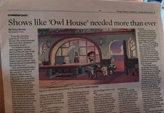 a newspaper article about the show's character and their role in tv shows like owl house needed more than ever