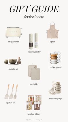 Gift guide for the foodie, Cooking lover, kitchen essentials, equipment, beige aesthetic, gourmet ingredients, stylish cookware, artisanal tools, cookbook collection, culinary gadgets, premium knives, baking essentials, spice rack, foodie, kitchen decor, gourmet coffee set, tea accessories,  sustainable kitchenware, unique utensils,  apron, smeg kitchen, spatulas, measuring cups, matcha, coffee, glasses, aesthetic, cute kitchen set, glass jars#FoodieGiftGuide #CookingLover #KitchenEssentials #Equipment #BeigeAesthetic  #StylishCookware #PremiumKnives #BakingEssentials  #KitchenDecor #GourmetCoffeeSet #TeaAccessories #SustainableKitchenware #UniqueUtensils #Apron #SmegKitchen #Spatulas #MeasuringCups #Matcha #CoffeeLovers #Glasses #Aesthetic #CuteKitchenSet #GlassJars #BambooJars Beige Aesthetic Kitchen, Aesthetic Kitchenware, Baking Essentials Tools, Kitchen Spatulas, Kitchen Aid Inspired Recipes, Fitness Gift Guide, Unique Utensils, Matcha Coffee, Smeg Kitchen