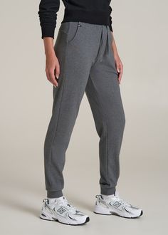 The Softest French Terry Ladies' Tall Joggers Upgrade Your Chill Say hello to your new favorite joggers: the Wearever 2.0 French Terry Joggers for Tall Women. These aren't just an update of our best-selling extra-long joggers; they're an upgrade in comfort. Crafted from soft French terry and pre-washed to maintain their perfect fit, these tall ladies' joggers feature a mid-rise with an external drawstring for that just-right fit. Whether you're lounging or lunging, these joggers are your go-to f Solid Color Tapered Leg Joggers For Jogging, Gray Athleisure Joggers With Elastic Waistband, Comfortable Gray Joggers With Elastic Waistband, Gray Athleisure Joggers For Jogging, Gray Joggers For Loungewear, Gray Comfortable Jogging Bottoms, Gray Joggers With Elastic Waistband For Jogging, Gray Athleisure Joggers With Ribbed Cuffs, Gray Athleisure Joggers For Loungewear