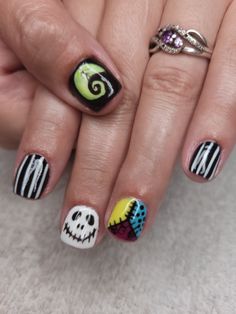 nightmare before Christmas nails. BIAB rubberbase gel overlay. Before Christmas Nails, Nails Biab, Nightmare Before Christmas Nails, Gel Overlay, Nightmare Before, Christmas Nails, Nightmare Before Christmas, Before Christmas, Nail Ideas