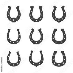 set of different horseshoes with stars on them