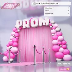 the pink prom backdrop set is ready to be used as a backdrop for an event