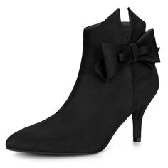 Shop Allegra K for point toe bow stiletto heel ankle boots you are looking for, get more women's stiletto heel for yourelf. Order now! Free Returns! Western Dress With Boots, Womens Stilettos, Heel Ankle Boots, High Heel Boots Ankle, High Heels Stilettos, Rubber Heels, Heeled Ankle Boots, Black Ankle Boots, Stiletto Heel