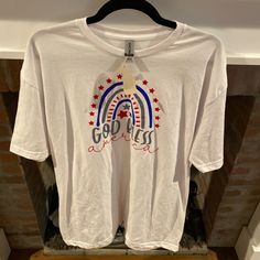 Nwt God Bless America White T Shirt Size Xl Short Sleeve Taylor Swift Shirts, Mama Tee, Concert Tees, God Bless America, Sleeves (women), Grey Shorts, White T Shirt, God Bless, White Tshirt