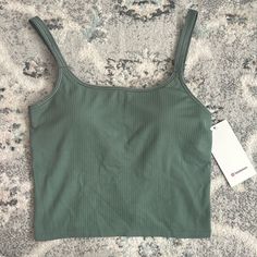 New With Tags Size 12 Lululemon Ebb To Street, Crop Tank, Lululemon Athletica, Size 12, Size 10, Womens Tops, Tags, Grey, Green