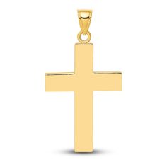 A bold statement of faith, a powerful cross charm is simple in its elegance, fashioned in lustrous 14K yellow gold. The necklace is sold separately. Classic Polished Crucifix Cross Necklace, Classic 14k Gold Cross Pendant Necklace, Classic 14k Gold Cross Necklace, Classic Yellow Gold Cross Necklace, Yellow Gold Polished Cross Necklace Pendant, Statement Of Faith, Jared The Galleria Of Jewelry, Loose Stones, Gold Price