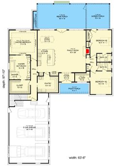 the floor plan for a house with an indoor pool