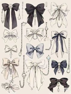 several different types of bows and chains