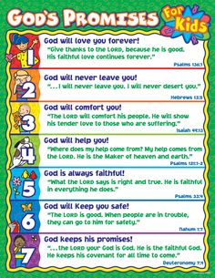 a poster with the words god's promises for kids