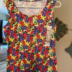 White Stag, Small, Tank Top, Floral Multi Color, Super Cute, New With Tags Vibrant Yellow Floral Print Tops, Stretch Yellow Tops With Floral Print, Small Tank, White Stag, Floral Tank Top, Top Floral, Floral Tank, Floral Tops, Multi Color