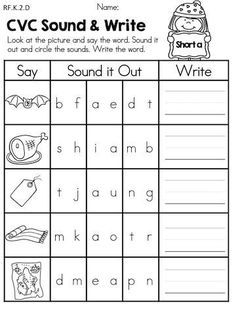 the cvc sound and write worksheet is shown in black and white, with an