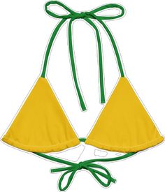 Retro Green Stretch Swimwear, Trendy Triangle Top For Swimming, Yellow Triangle Top For Beachwear, Green Retro Triangle Top Swimwear, Y2k Summer Beach Swimwear, Yellow T-back Swimwear For Summer, Retro Green Swimwear For Beach Party, Retro Yellow Swimwear For Sunbathing, Yellow Fitted Triangle Top Swimwear