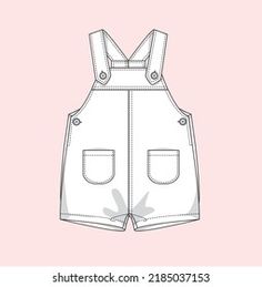 a drawing of a baby's overalls on a pink background