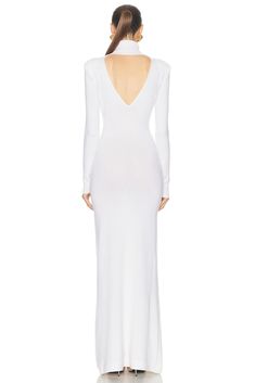 Find TOM FORD Turtleneck Long Dress In White on Editorialist. TOM FORD Turtleneck Long Dress in White 100% cashmere. Made in Italy. Dry clean only. Unlined. Pull-on styling. Turtleneck design. Padding at shoulders. Cut-out design on back Knit fabric. TFOF-WD99. ACK502-YAX437. About the designer: Tom Ford lends a contemporary elegance to all things sartorial. Raised in Santa Fe, Ford made a name for himself as creative director at Gucci, where he transformed the house of fashion into a thriving 2 Luxury Elegant White Turtleneck, Luxury White Elegant Turtleneck, Luxury White Turtleneck With Ribbed Cuffs, Luxury Fitted Turtleneck Sweater Dress, Styling Turtlenecks, Luxury White Fine Knit Turtleneck, Glamorous Dresses, Shoulder Cut, Cashmere Turtleneck