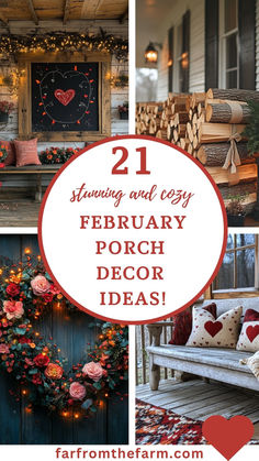 February Porch Decor Ideas February Porch Decor, Valentines Porch Decor, Valentines Porch, Valentines Outdoor Decorations, Valentine Porch, Farmhouse Valentine Decor, Fall Front Porch Ideas, Simple Home Decor Ideas, Porch Table