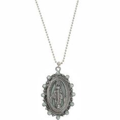 Milagrosa Charm in Silver-Virgins Saints and Angels-Swag Designer Jewelry Miraculous Medal Medallion Necklace, The Virgin Mary, Gift Card Sale, Virgin Mary, Ball Chain, Beautiful Jewelry, Swarovski Crystals, Opal, Silver Necklace