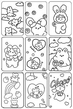 coloring pages for children with cartoon animals and other things to color on the page, including pictures