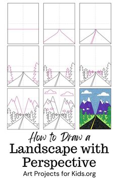 how to draw a landscape with perspective and perspective for kids in the art project,