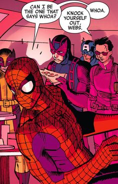 the amazing spider - man and his friends are talking to each other