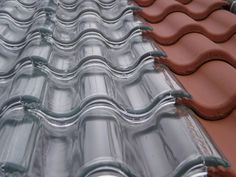 an image of metal roofing tiles with red frame