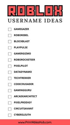 Printable List Of Roblox Username Ideas Roblox Username Ideas, Cool Games, Username Ideas, Names List, Inspirational Printables, Unique Baby Names, Name List, Online Gaming, Hey Dude