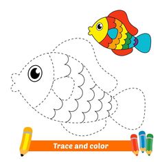 fish to be colored, the coloring book for preschool kids