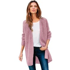 This open-front cardigan adds a touch of classic style. Its textured waffle knit is so soft and cozy, you’ll want to wear it throughout the season. Plus, it comes in a variety of colors, so you can easily find one to coordinate with all your favorite outfits. Waffle Cardigan, Cardigan Oversized, Solid Color Sweater, Grunge Dress, Womens Sweaters, Dusty Purple, Women Sweaters, Pocket Cardigan, Cardigan Women