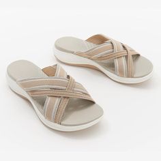 Women’s Cross-Strap Slip-On Casual Sandals Heeled Flip Flops, Comfy Slippers, Beach Slippers, Casual Slippers, Slipper Sandals, Designer Sandals, Casual Sandals, Cross Straps, Sandals Summer