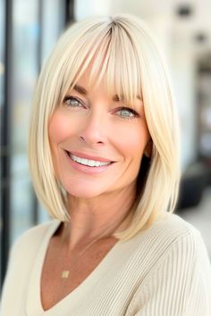 Lob with Bangs for Fine Hair Wash and Wear style. Lob With Bangs