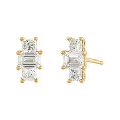 Elevate your look with these dazzling diamond earrings, crafted with 14K yellow gold and featuring 1 cttw lab-created diamonds. Each and every intricate detail of these earrings is thoughtfully designed to enhance your individual style and exude a sense of timeless glamour. Pair this with the 1 cttw Lab Created Diamond Necklace. Size: one size.  Gender: female.  Age Group: adult. Timeless Glamour, Beautiful Stud Earrings, Diamond Birthstone, Black Hills Gold, Solitaire Studs, Diamond Stud Earrings, Black Hills, Necklace Size, Yellow And Black