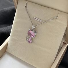 Pink Alloy Necklaces For Valentine's Day, Pink Clavicle Chain Necklace In Alloy, Elegant Pink Alloy Necklace, Trendy Alloy Jewelry For Mother's Day, Pink Crystal Necklaces For Mother's Day, Pink Crystal Necklace For Mother's Day, Mother's Day Pink Crystal Necklace, Pink Alloy Necklace For Party, Pink Alloy Party Necklace