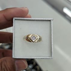 Real Diamond 10kt Gold Ring For Men 100% Authentic Natural Diamond Not A Cubic Zirconia Not A Lab Grown Not A Moissanite Not A Crystal 0.22ct Diamond Ring Size 10 Ring Weight 2.74 Gm 100% Authentic Gold Not A Gold Plated Or Not A Gold Filled Never Change The Color Or Never Fade Never Tarnish Comes In A Gift Box Yellow Gold Cubic Zirconia Signet Ring For Anniversary, Yellow Gold Couple Rings With Diamond Accents, 14k Gold Diamond White Signet Promise Ring, Wedding Signet Ring Stamped 14k With Cubic Zirconia, White Gold Diamond Cut Cubic Zirconia Signet Ring, Diamond White Diamond Cut Signet Ring, White Gold Signet Ring With Diamond Cut Cubic Zirconia, Fine Jewelry Cubic Zirconia Diamond Cut Signet Ring, Luxury 14k Gold Diamond Cut Couple Rings