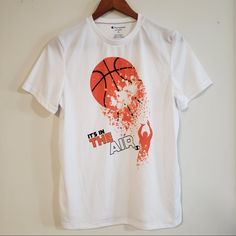 Authentic Champion It’s In The Air T-Shirt Size Xl White Moisture-wicking Crew Neck T-shirt, White Screen Print Sports Top, White Screen Print Tops For Sports, Orange White, Color Orange, Colorful Shirts, Womens Tops, Tops & Tees, Orange