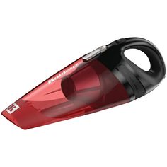 a red and black vacuum on a white background