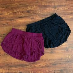 Both Pairs Of Shorts Included In One Low Price! The Black Pair Still Has The Tags On. The Maroon Pair Is Like New. Casual Purple Beach Bottoms, Purple Short Length Bottoms For Vacation, Summer Loungewear Bottoms In Purple, Summer Loungewear Purple Bottoms, Summer Style Purple Shorts With Elastic Waistband, Summer Cotton Bottoms In Purple, Summer Cotton Purple Bottoms, Purple Short Bottoms For Day Out, Purple Short Length Beach Bottoms