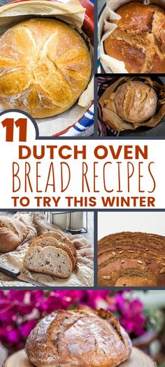 breads in dutch oven with text overlay reading bread recipes in a dutch oven you have to try