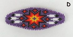 the beaded brooch is purple and orange